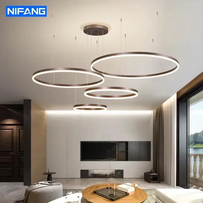 Plafonnier circulaire avec anneau LED moderne, luminaire décoratif de plafond, idéal pour un salon,