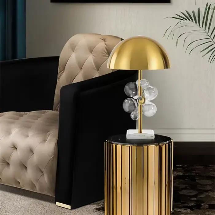 Lampe Nordique Boule de Verre Colorée Lampe Champignon Design Italien Décoration Salon Lumière Lecture Chambre Art Déco LED Verre Métal