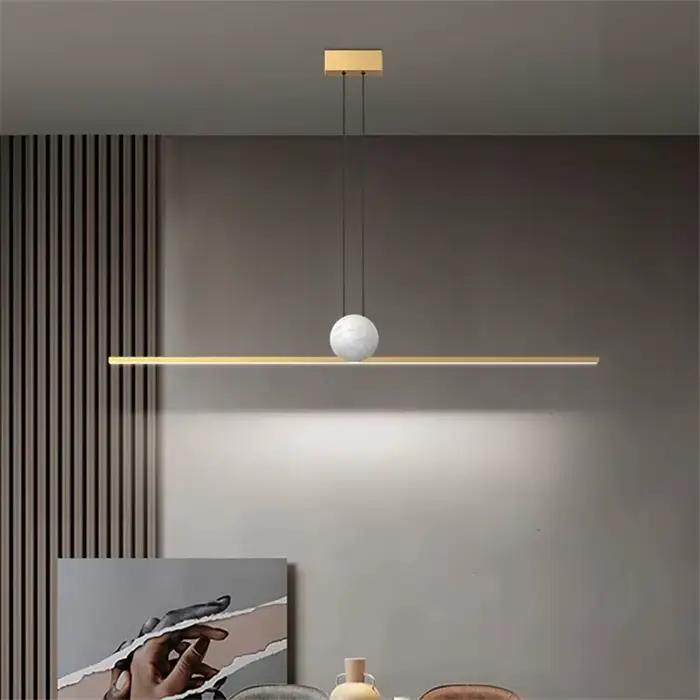 Lampe suspendue en cuivre italien luxe longue lampe de salle à manger restaurant nordique minimaliste marbre design cuisine bar lumière