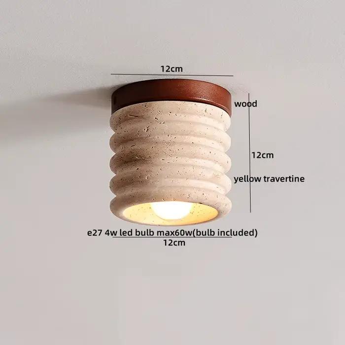 Plafonnier en bois et travertin jaune à la japonaise pour éclairer la cuisine, salle à manger, chambre à coucher, entrée, étude et salle de bain