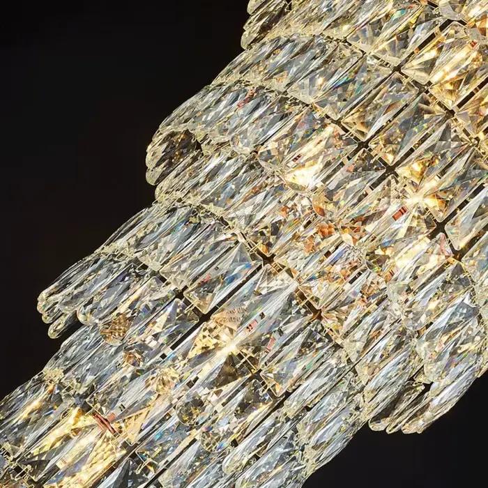 Lustre en cristal de conception moderne en spirale pour hall d'hôtel escalier suspension LED avec intensité variable matériaux durables pour embellir votre intérieur