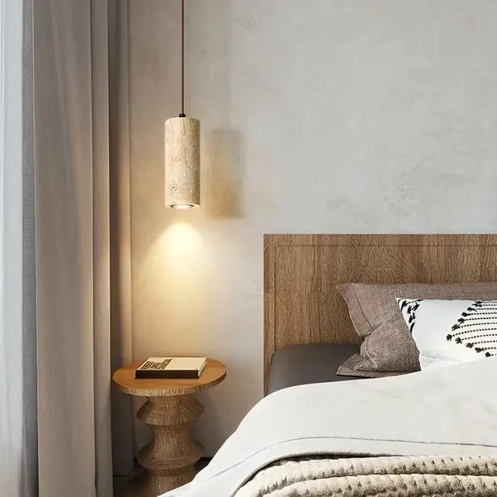 Lampe en travertin jaune suspendue design rétro luminaire décoratif pour salon chambre à coucher comptoir de bar occasions spéciales