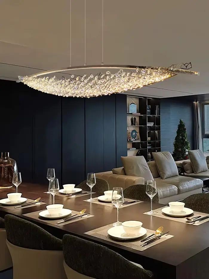 Lustre LED suspendu de luxe en cristal pour salon terrasse îlot style italien luminaire haut de gamme pour salle à manger de villa occasions spéciales