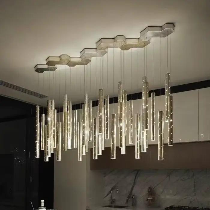 Lustre suspendu minimaliste moderne pour salon étude chambre principale hall d'hôtel restaurant LED îlot de cuisine décoration de maison or argent