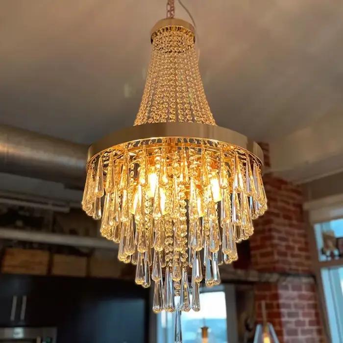 Lustre en cristal doré de luxe pour salon chambre à coucher bar élégant à offrir pour femme occasions spéciales