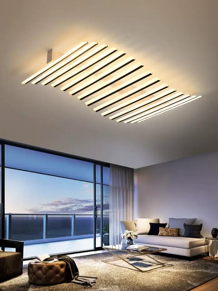 Luminaires de plafond modernes LED pour chambre à coucher et salon, lampe de décoration intérieure fer forgé avec télécommande pour ambiance personnalisable