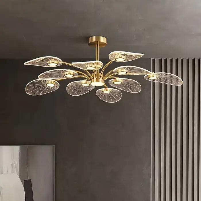Lustre de plafond moderne en fer avec ampoules LED pour salon, étude, chambre à coucher, salle à manger et cuisine