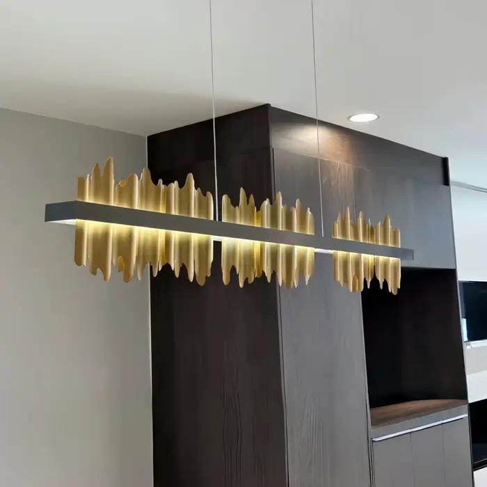 Lustre moderne design iceberg lampe suspendue LED pour salle à manger restaurant illumination cuisine or noir acier inoxydable