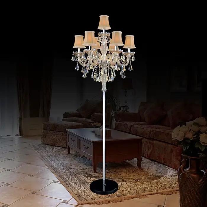 Lampadaire en cristal de luxe européen, lustre à bougie E14, luminaire décoratif de salon, luminaire