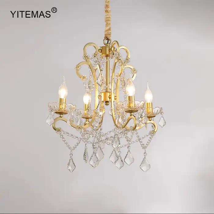 Lustre suspendu en cristal doré style Art Déco moderne pour salon chambre salle à manger et cuisine avec chaîne réglable et finition luxe
