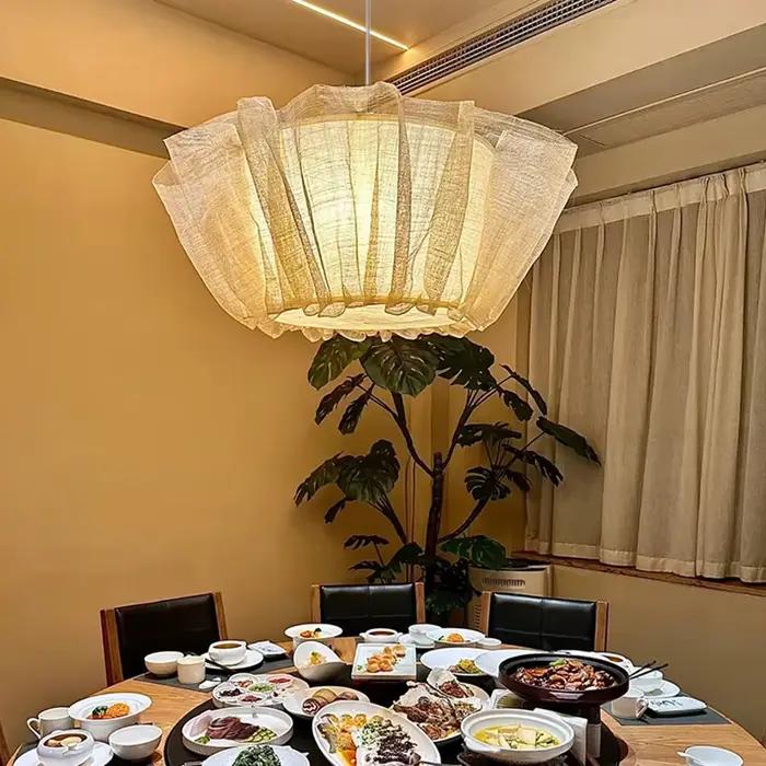 Lustre en tissu vintage nordique à la japonaise luminaire suspendu pour salon chambre restaurant loft décoration de maison élégante et durable
