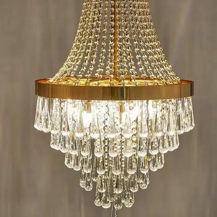 Lustre en cristal doré de luxe pour salon chambre à coucher bar élégant à offrir pour femme occasions spéciales