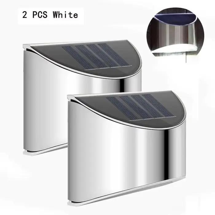 Lampes murales solaires en acier inoxydable, 2 pièces, éclairage extérieur étanche pour cour, patio,