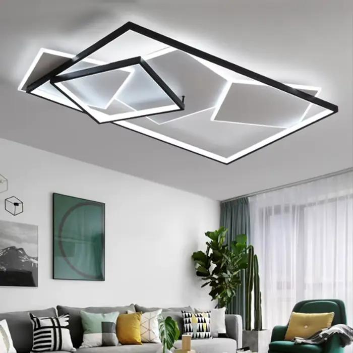 Plafonnier en acier inoxydable poli avec LED intelligent pour éclairage quotidien moderne en chambre salon cuisine ou salle de bains