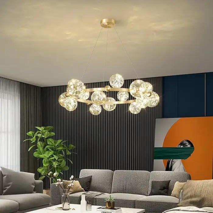 Plafonnier LED circulaire en verre transparent pour chambre à coucher salon salle à manger ou cuisine moderne romantique