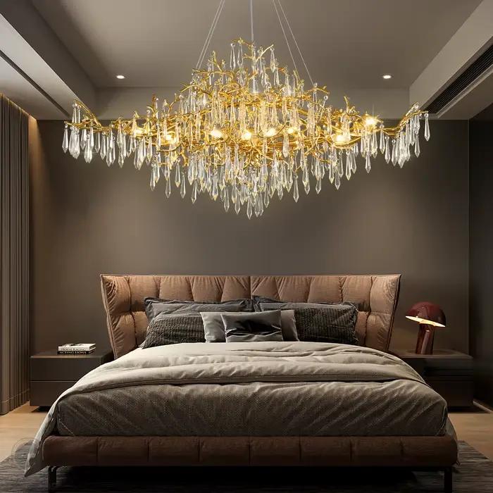 Lustre en cristal de branche d'or moderniste pour salon chambre à coucher cuisine et salle à manger