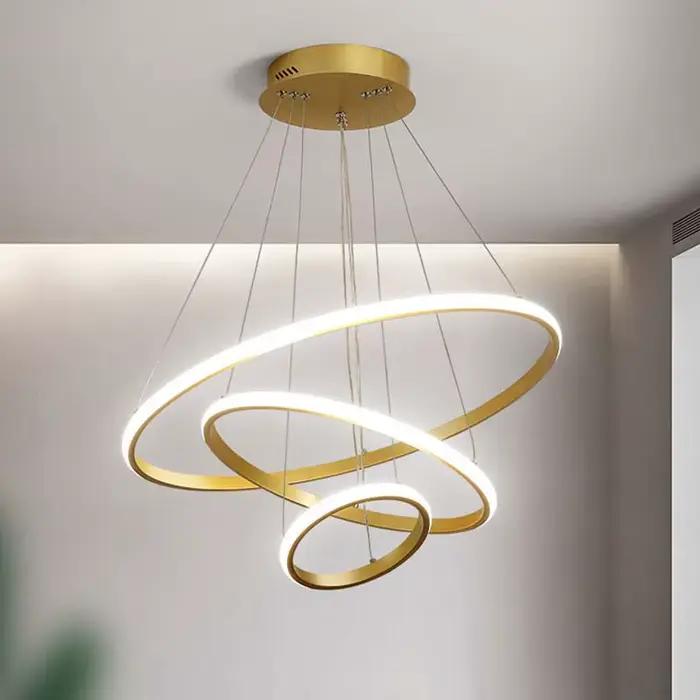 Lustres modernes à LED pour salon chambre et salle à manger design simple en forme d'anneau éclairage intérieur pour la maison luminaire suspendu décoration