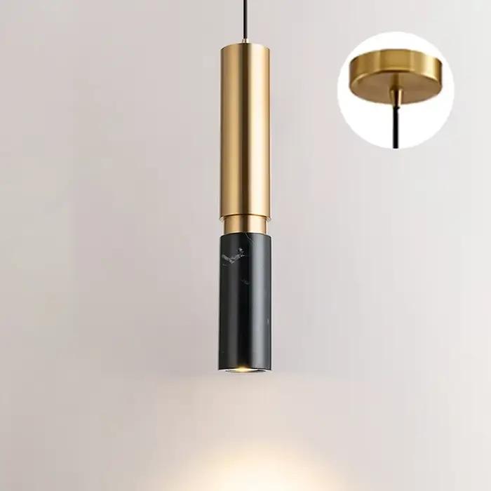 Lampe suspendue cylindrique en marbre LED moderne pour table à manger, éclairage de luxe pour chambr