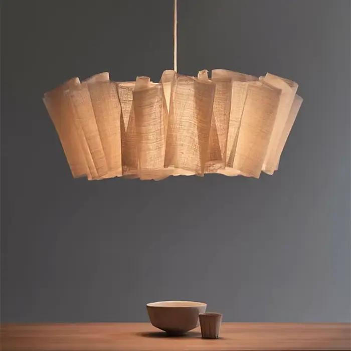 Lustre en tissu vintage nordique à la japonaise luminaire suspendu pour salon chambre restaurant loft décoration de maison élégante et durable