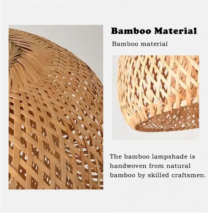 Lanterne en bambou tissée à la main pour salon et chambre luminaire moderne à suspendre en bambou et bois naturel