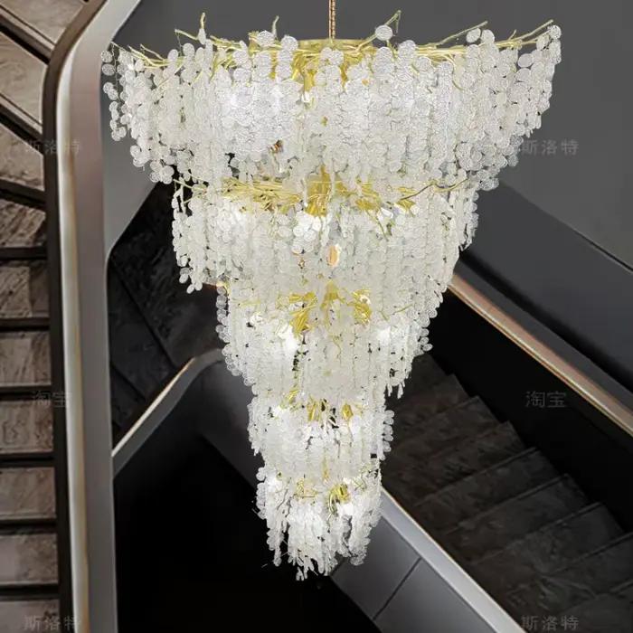 Lustre en cristal de branche d'or moderne élégant pour escalier loft villa hôtel avec flux lumineux 2000-82000