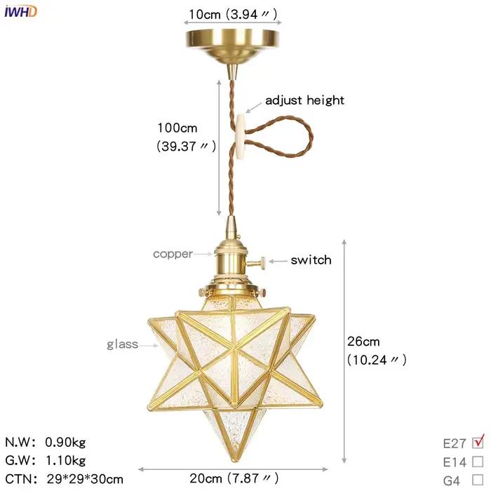Lampe suspendue en cuivre poli avec abat-jour en pierre de verre pour salon, chambre, salle à manger et hôtel - Lumière LED - Style moderne - Installation facile