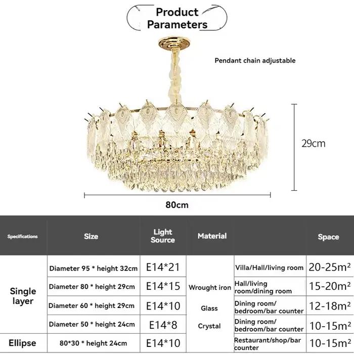 Lustre en cristal de luxe français moderne ronde ovale avec couvercle en verre lampe suspendue pour salon salle à manger chambre à coucher hôtel