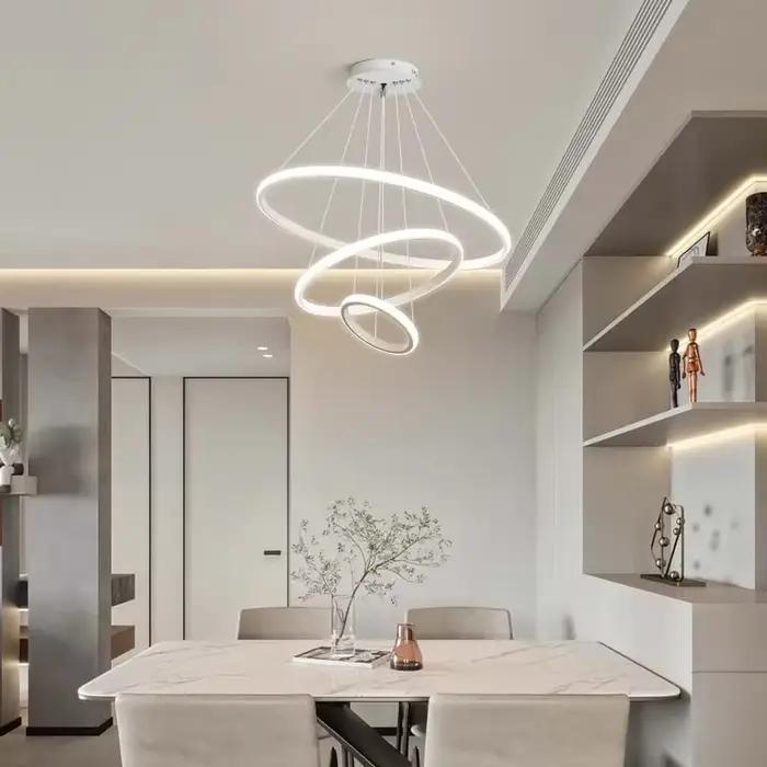 Lustres modernes à LED pour salon chambre et salle à manger design simple en forme d'anneau éclairage intérieur pour la maison luminaire suspendu décoration