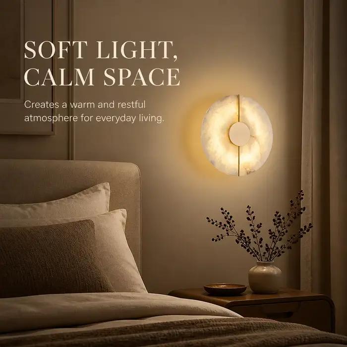 Applique murale LED en pierre albâtre pour éclairage moderne et sophistiqué pour chambre à coucher entrée salon couloir éclairage décoratif intérieur