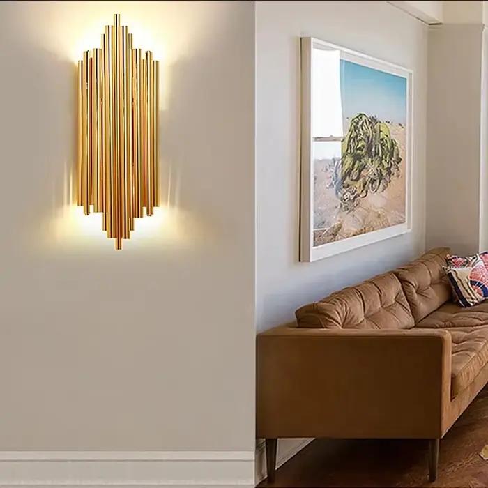 Lampe murale LED dorée moderne nordique en acier inoxydable pour décoration intérieure maison chambre hôtel couloir entrée étude occasions spéciales