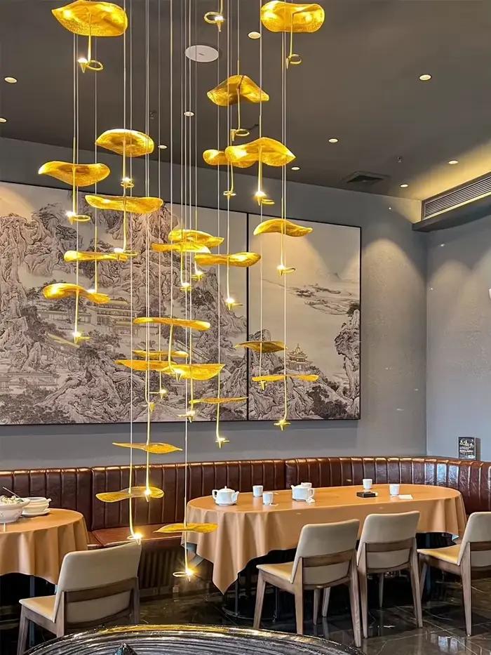 Plafonnier en cuivre plaqué avec design nordique moderne pour salon loft escaliers source lumineuse LED élégant à offrir occassions spéciales