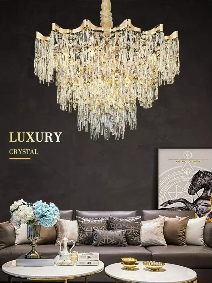 Lustre en cristal de luxe moderniste pour salon, hall et chambre à coucher luminaire minimaliste intelligent élégant à offrir pour femme occasions spéciales
