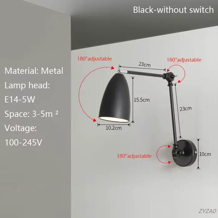 Applique murale LED moderne à bras long, réglable, pour chambre, bureau, salon, éclairage d'ambiance