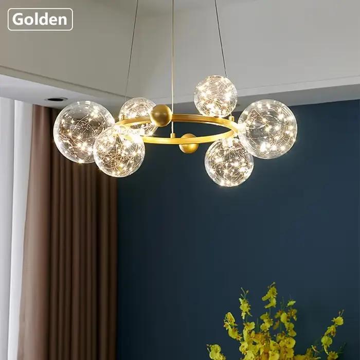 Plafonnier LED circulaire en verre transparent pour chambre à coucher salon salle à manger ou cuisine moderne romantique
