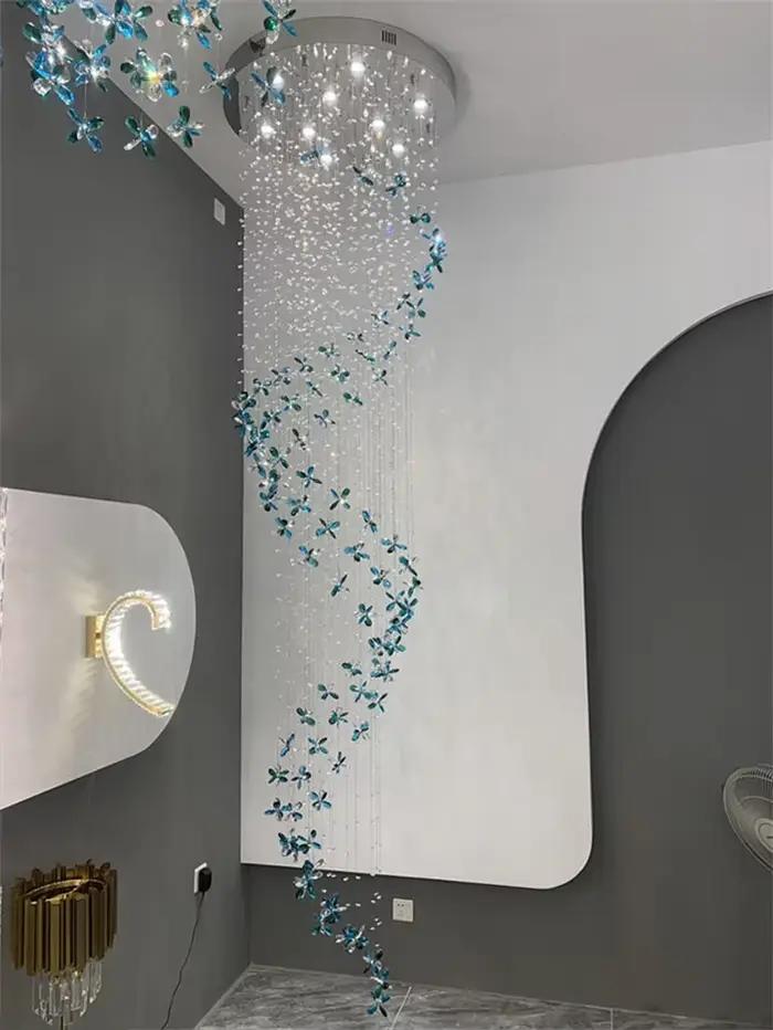 Plafonnier suspendu en cristal au design moderne en spirale, éclairage d'intérieur, luminaire décora