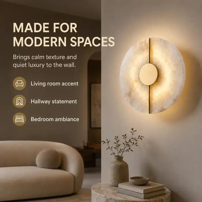 Applique murale LED en pierre albâtre pour éclairage moderne et sophistiqué pour chambre à coucher entrée salon couloir éclairage décoratif intérieur