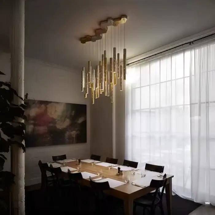 Lustre suspendu minimaliste moderne pour salon étude chambre principale hall d'hôtel restaurant LED îlot de cuisine décoration de maison or argent