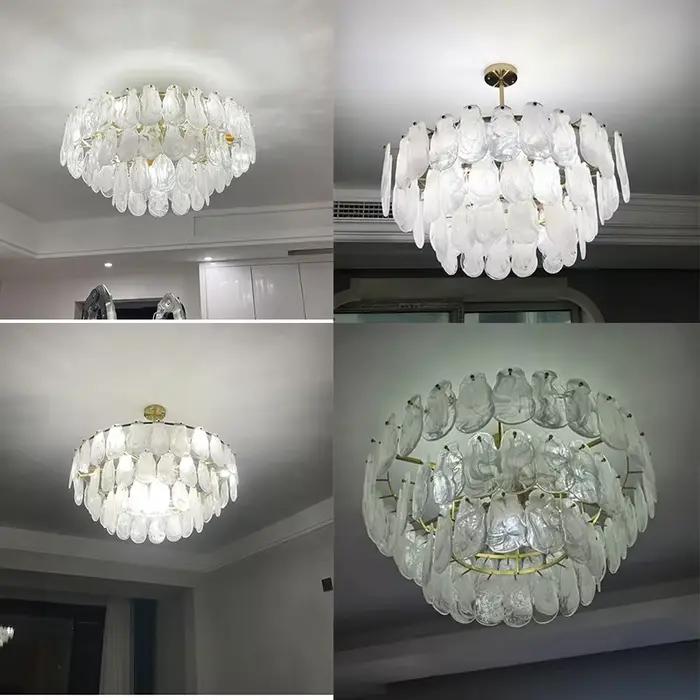 Lustre de luxe rétro français moderne en chrome poli avec verre transparent pour salon chambre à coucher atmosphère romantique