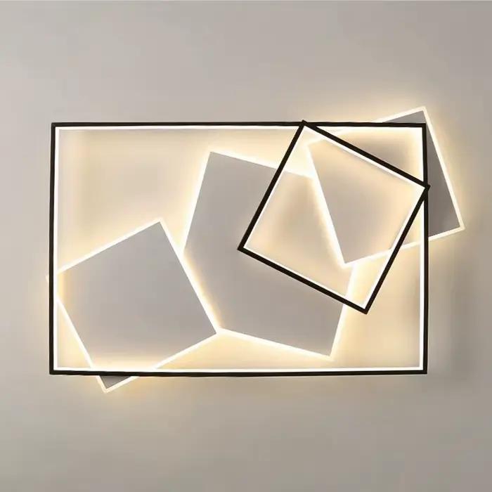 Plafonnier en acier inoxydable poli avec LED intelligent pour éclairage quotidien moderne en chambre salon cuisine ou salle de bains