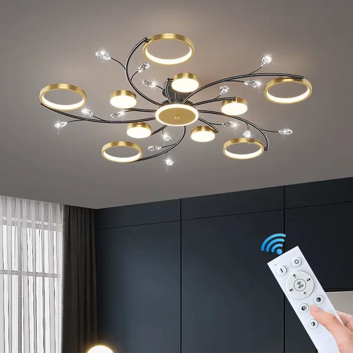 Lustre de Plafond Luxe Cristal Design Moderne Intensité Variable Pour Salon Chambre Bureau Hôtel Occasions Spéciales
