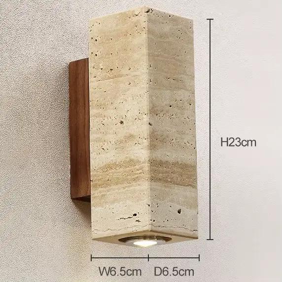 Applique murale en travertin, luminaire en pierre naturelle avec ampoule E27 pour chambre à coucher,