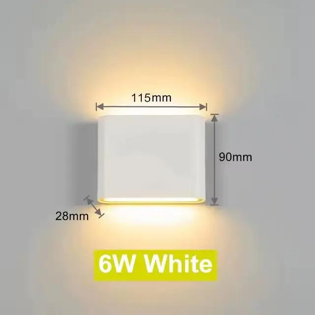 Moderne étanche extérieur 12W mur LED lampe IP65 aluminium haut et bas applique murale jardin porche