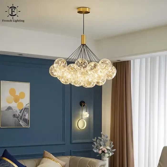 Plafonnier LED en forme de boule de verre nordique moderne pour intérieur élégant restaurant chambre à coucher luminaire décoratif suspension luminaire verre transparent fer robuste installation facile garantie 3 ans