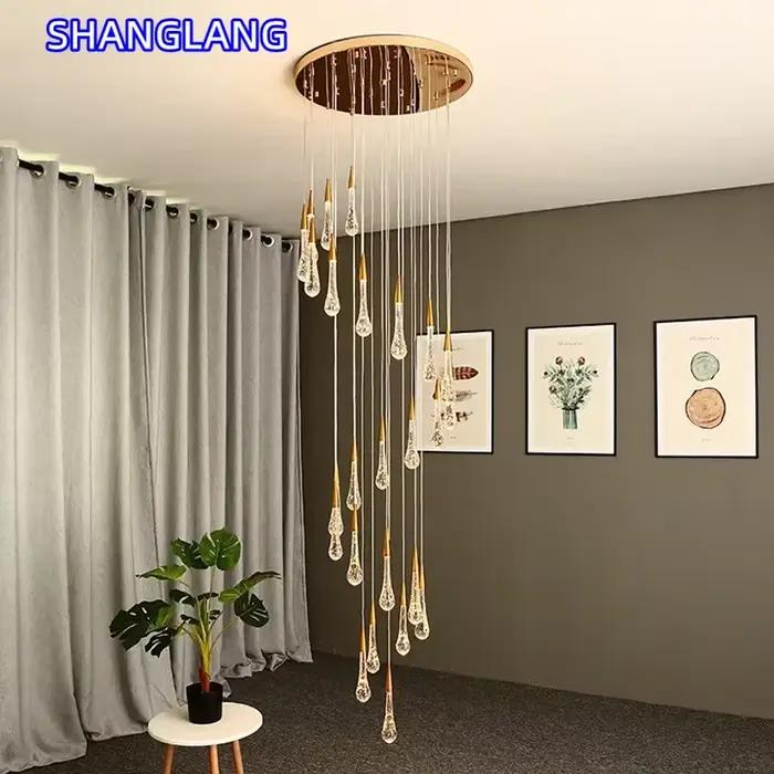 Suspension en cristal design goutte d'eau éclairage LED élégant pour salon ou salle à manger éclairage intelligent matériaux durables installation facile