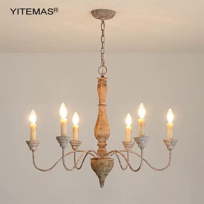 Lustre en bois Vintage Art Déco Suspension Chandelier pour Salle à Manger Chambre Cuisine Occasions Spéciales