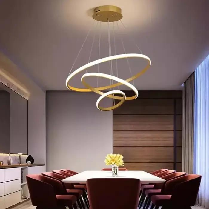 Lustres modernes à LED pour salon chambre et salle à manger design simple en forme d'anneau éclairage intérieur pour la maison luminaire suspendu décoration