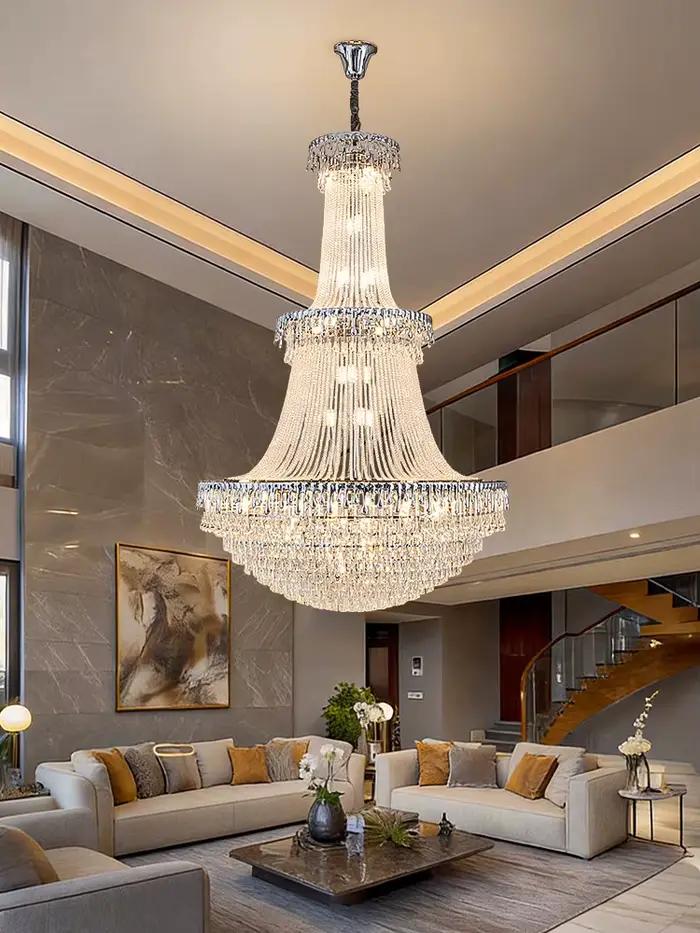 Lustre en cristal LED de style français de luxe pour la décoration de la maison, villas, salons, hôtels, restaurants, luminaires