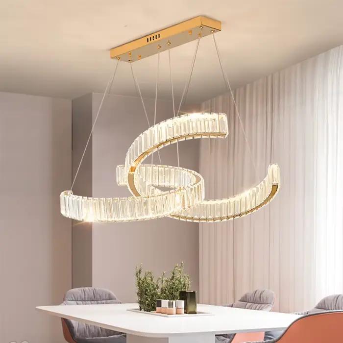 Lustre en cristal de luxe moderne avec source de lumière LED pour salon chambre et autres pièces occasions spéciales