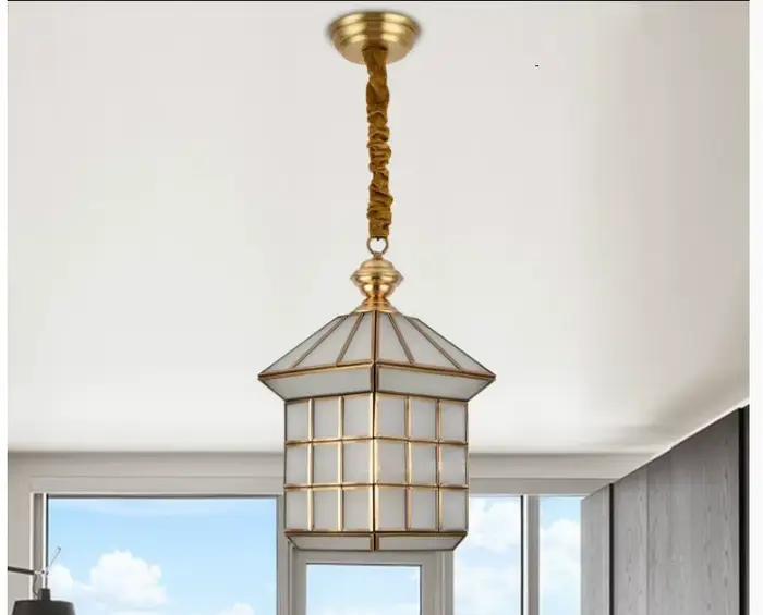 Lampe à suspension en bronze antique plaquée cuivre avec abat-jour blanc pour salon étude et chambre d'hôtel style art déco élégante à offrir pour femme occasions spéciales
