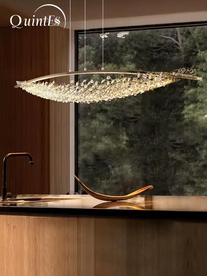 Lustre LED suspendu de luxe en cristal pour salon terrasse îlot style italien luminaire haut de gamme pour salle à manger de villa occasions spéciales
